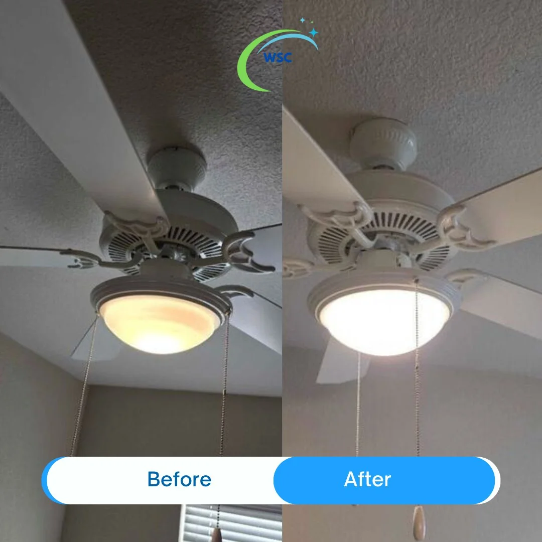 Before and after ceiling fan clean — Maid Nice San Diego